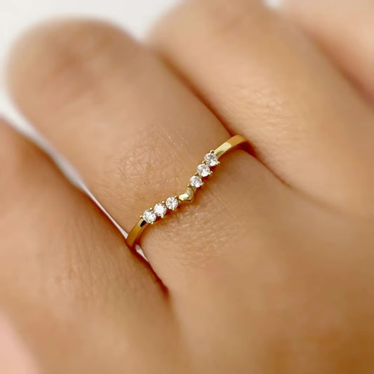 Heart Stacking Band Yellow Gold Plated Ring Jewelry Bubble