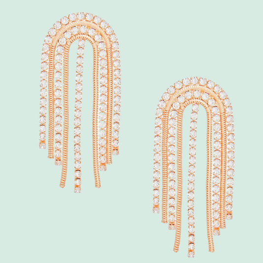 Heavenly Cascade Statement Earrings - Gold-Tone Glamour Pinktown