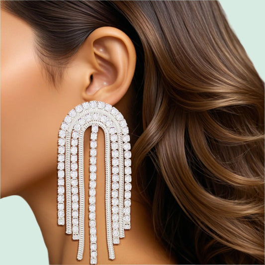 Heavenly Statement Earrings - Silver-Tone Cascade Perfection Pinktown