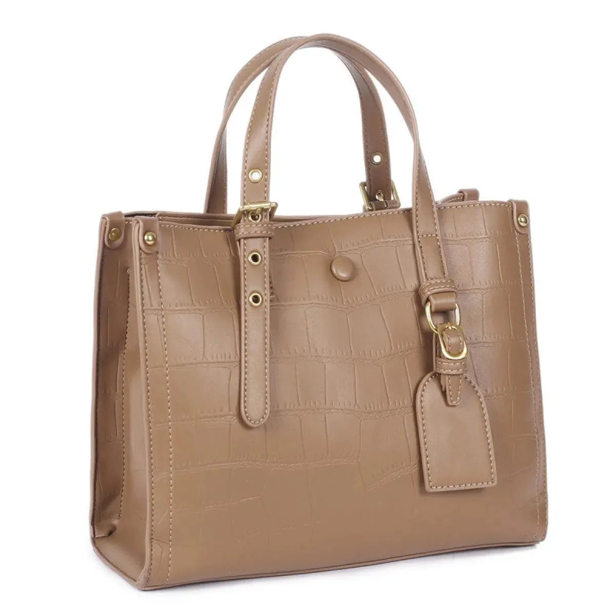 High-Capacity Embossed Pattern Tote Bag