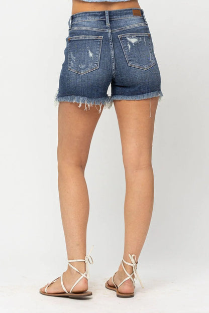 High Waist Destroyed Frayed Hem Rikki Denim Ladies Shorts Jewelry Bubble