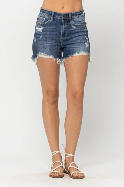 High Waist Destroyed Frayed Hem Rikki Denim Ladies Shorts Jewelry Bubble