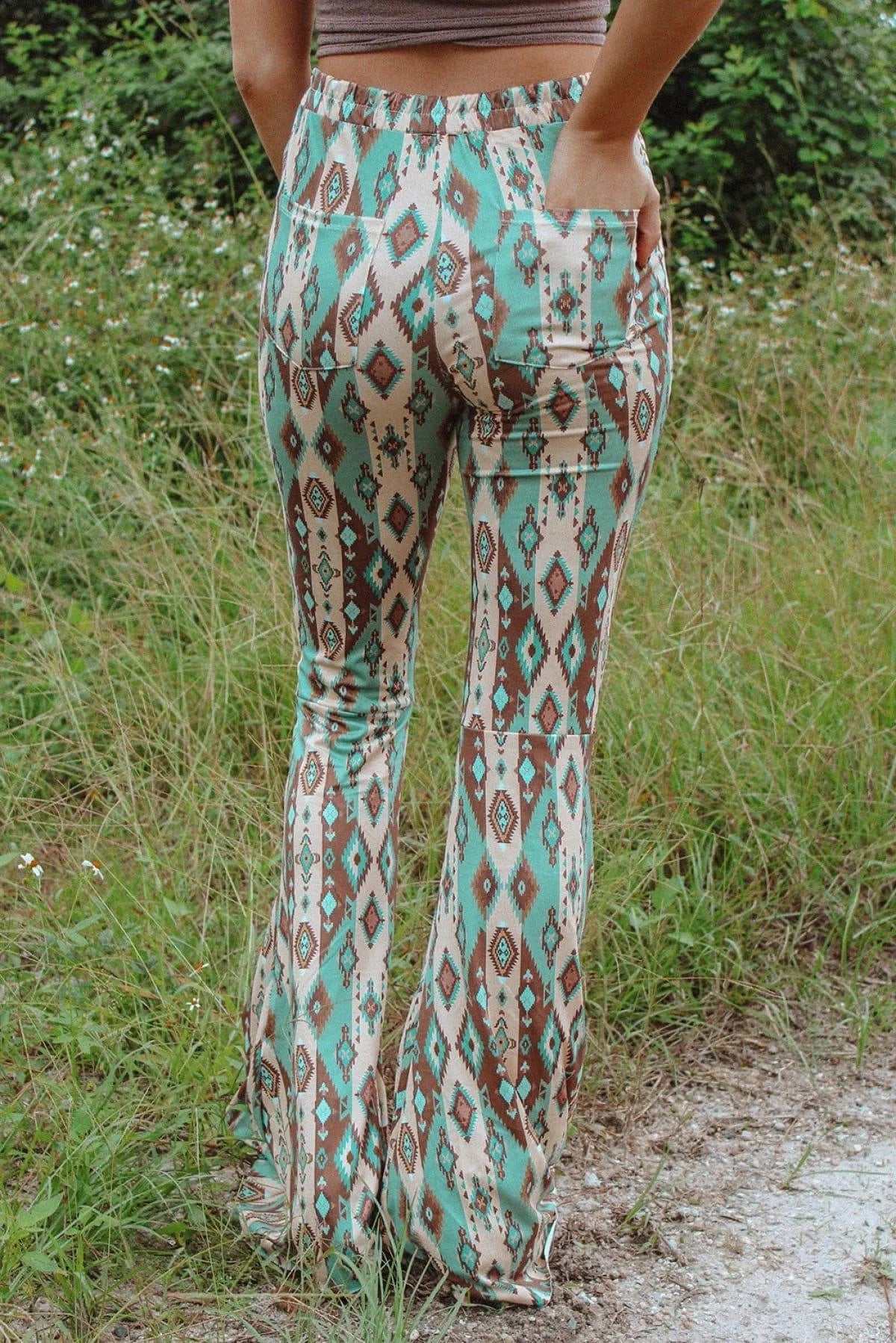 High Waist Tribal Pattern Bell Pants Jewelry Bubble