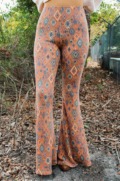 High Waist Tribal Pattern Bell Pants Jewelry Bubble