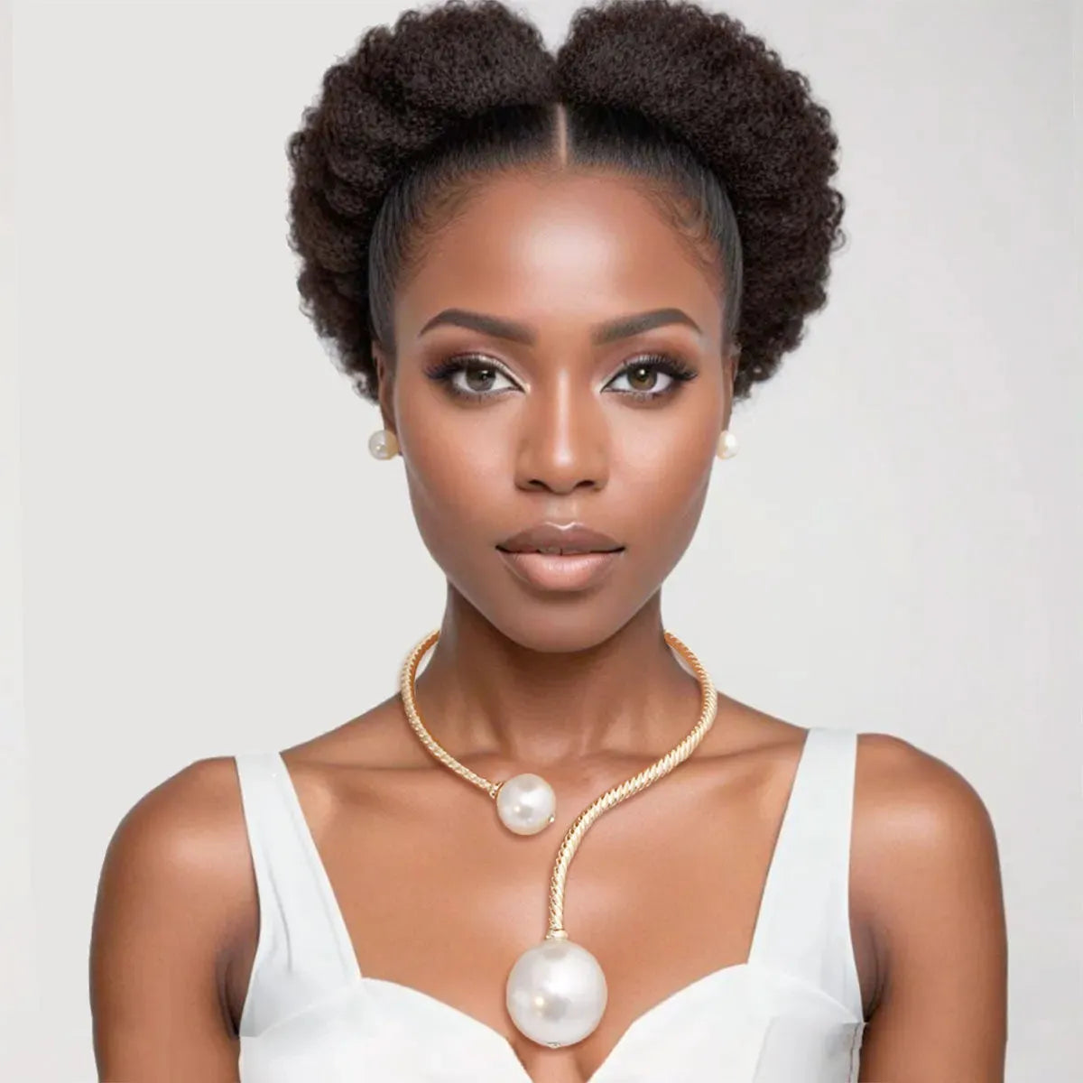 Highlight Timeless Beauty with Cream Pearl Choker Necklace Set Now! Jewelry Bubble