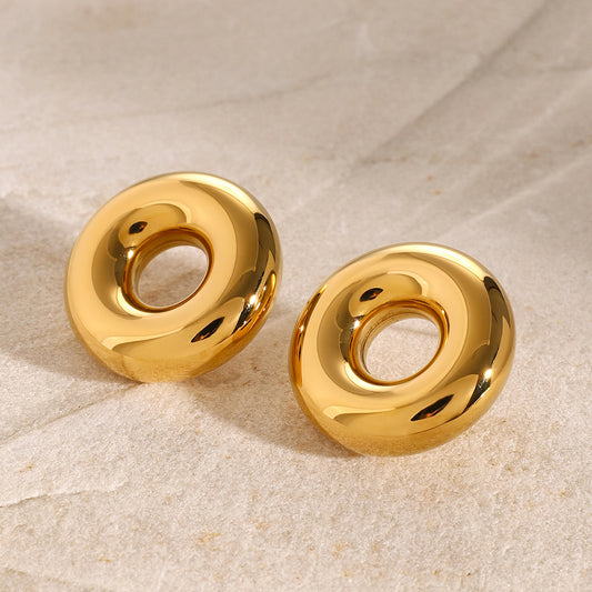 Hollow Donut Ring Stud Earrings for Women Jewelry Bubble