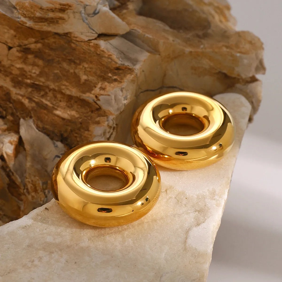 Hollow Donut Ring Stud Earrings for Women