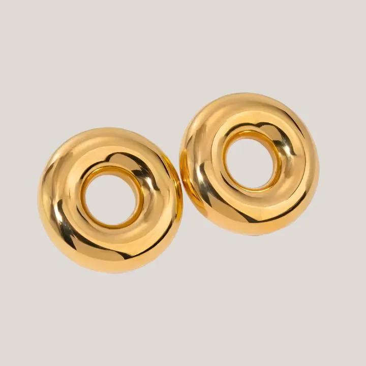 Hollow Donut Ring Stud Earrings for Women