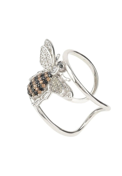 Honey Bee Cocktail Ring Adjustable, Sterling Silver Jewelry Bubble