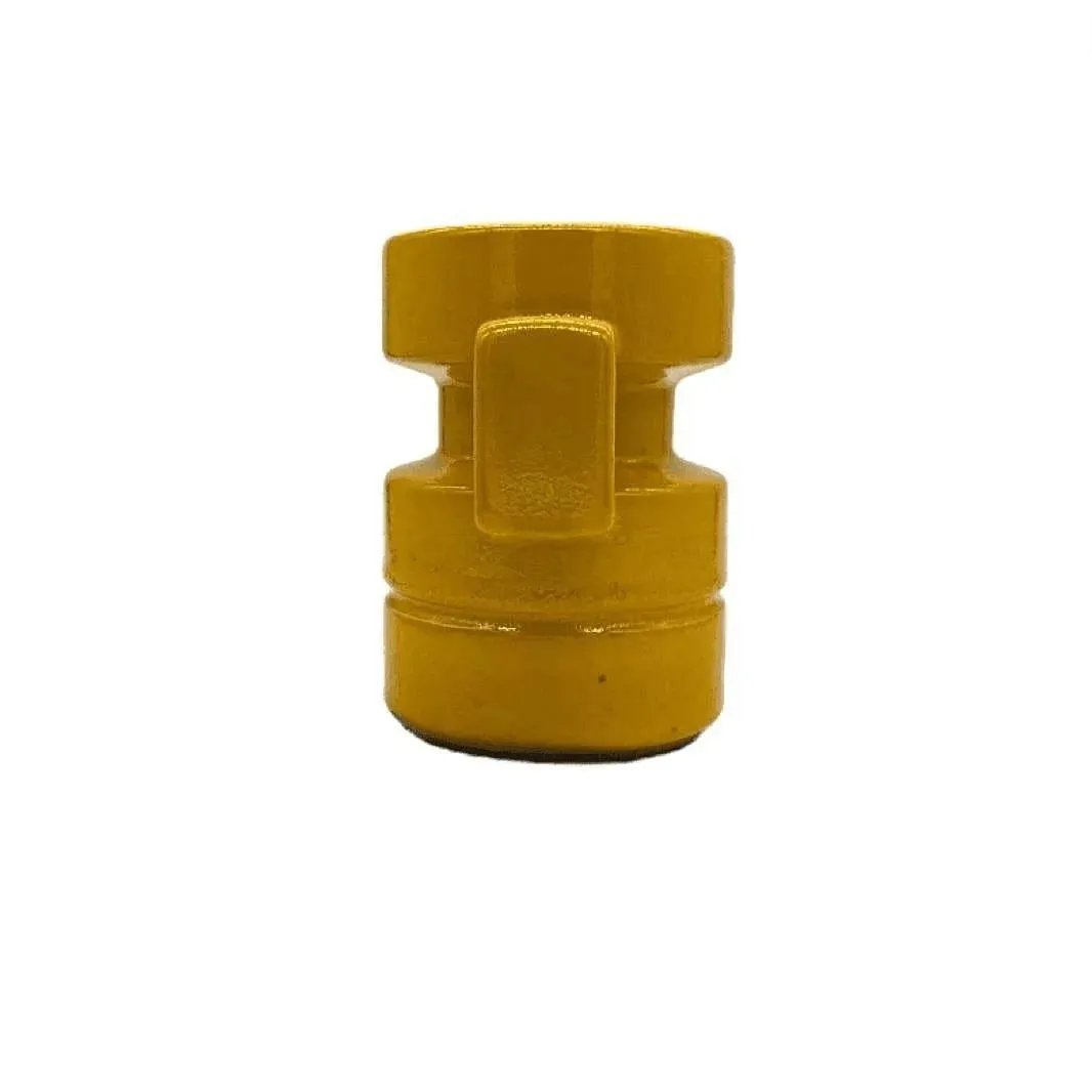 Hooped Design Yellow Glaze Vintage Ceramic Candle Holder