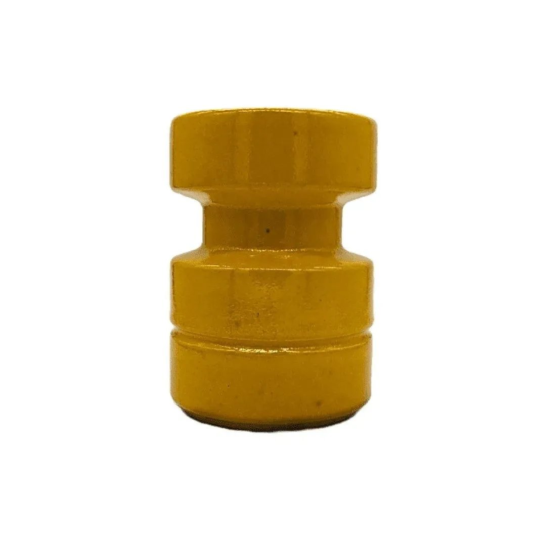 Hooped Design Yellow Glaze Vintage Ceramic Candle Holder