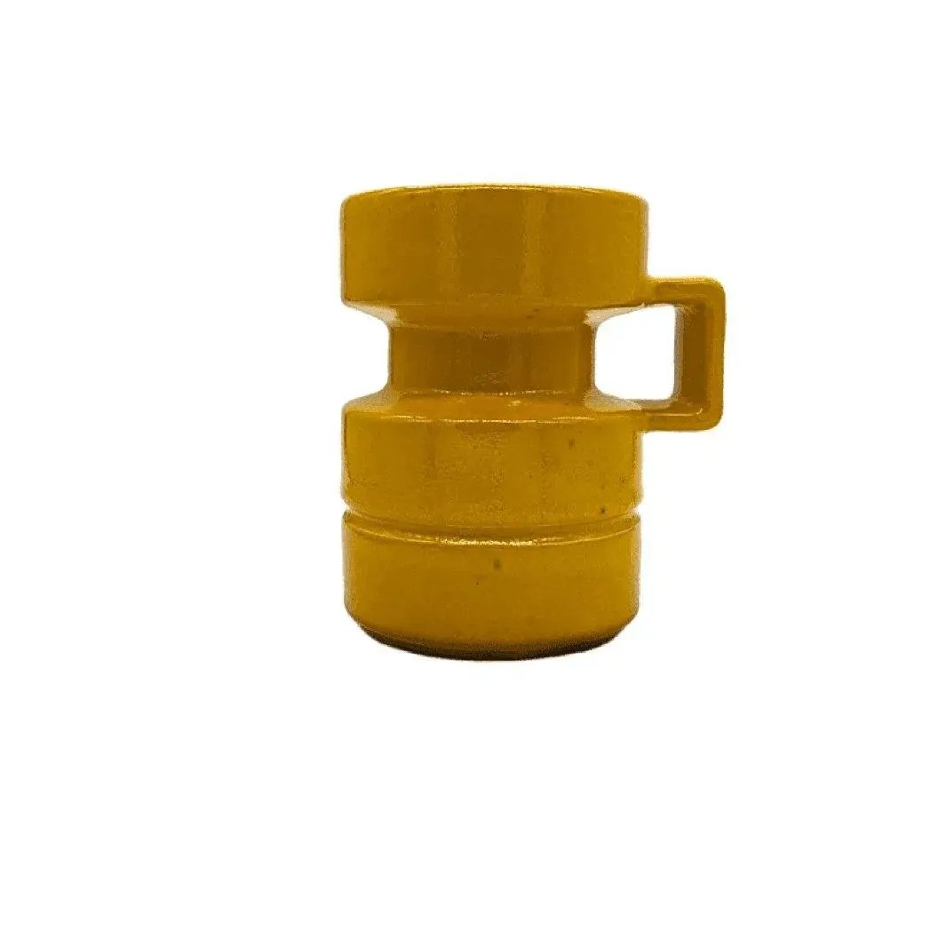 Hooped Design Yellow Glaze Vintage Ceramic Candle Holder
