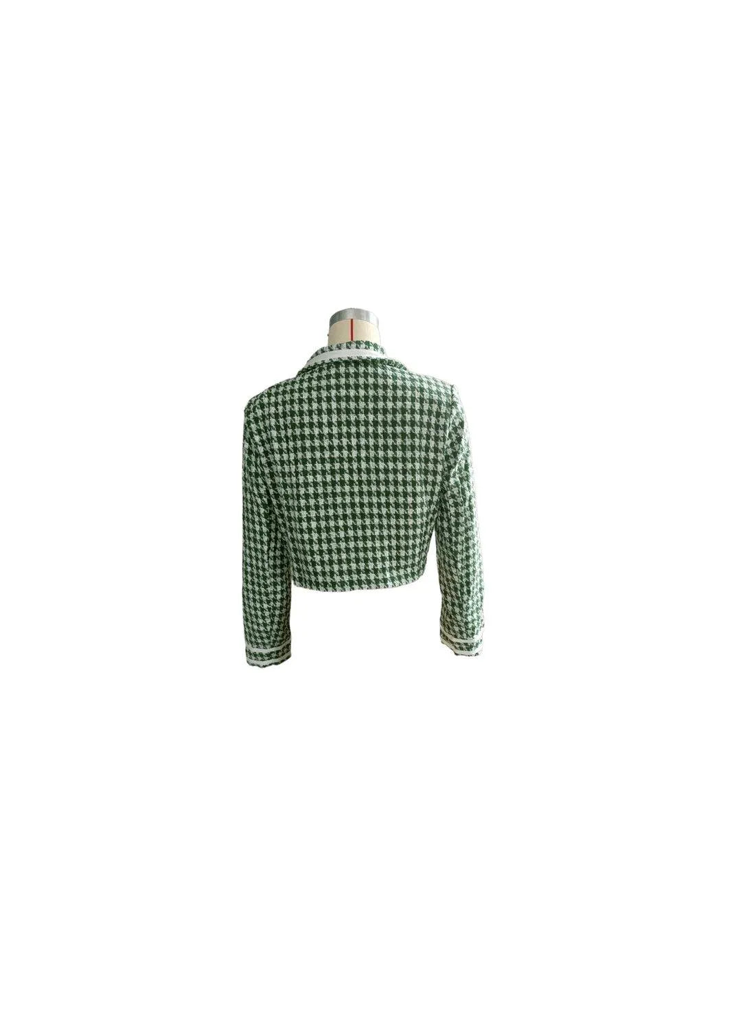 Houndstooth Double-Breasted Cropped Jacket Jewelry Bubble