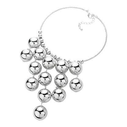 Silver Bauble Ball Necklace Set for Women