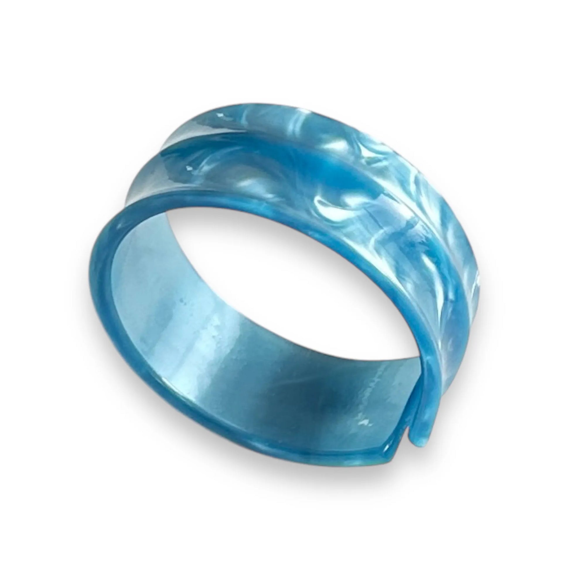 Vintage Blue Moonglow Lucite Bangle: A Celestial Statement Piece