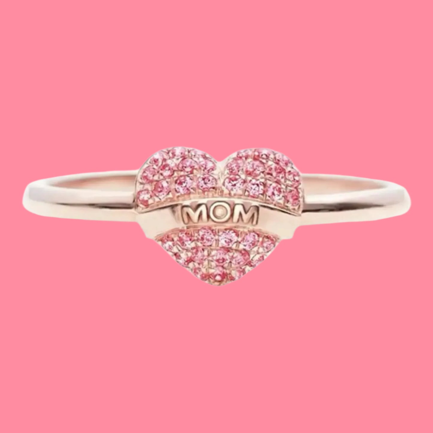 Mom Heart Ring - 925 Sterling Silver with Rose Gold Plating