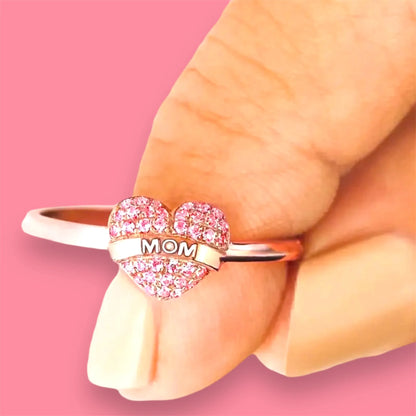 Mom Heart Ring - 925 Sterling Silver with Rose Gold Plating