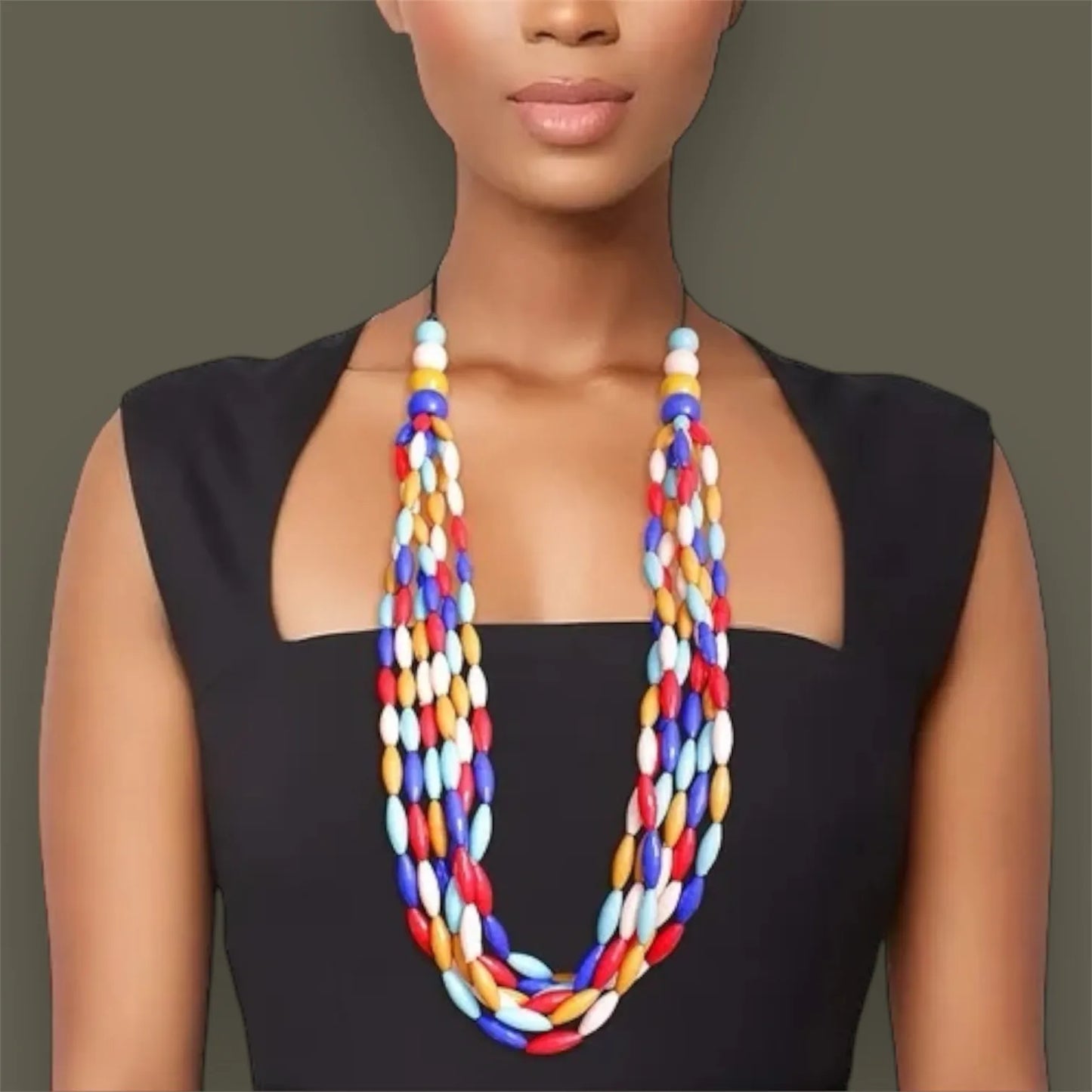 Multicolor Acrylic Bead Necklace Set