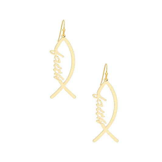 Ichthus Gold Earrings - Express Your Faith Pinktown