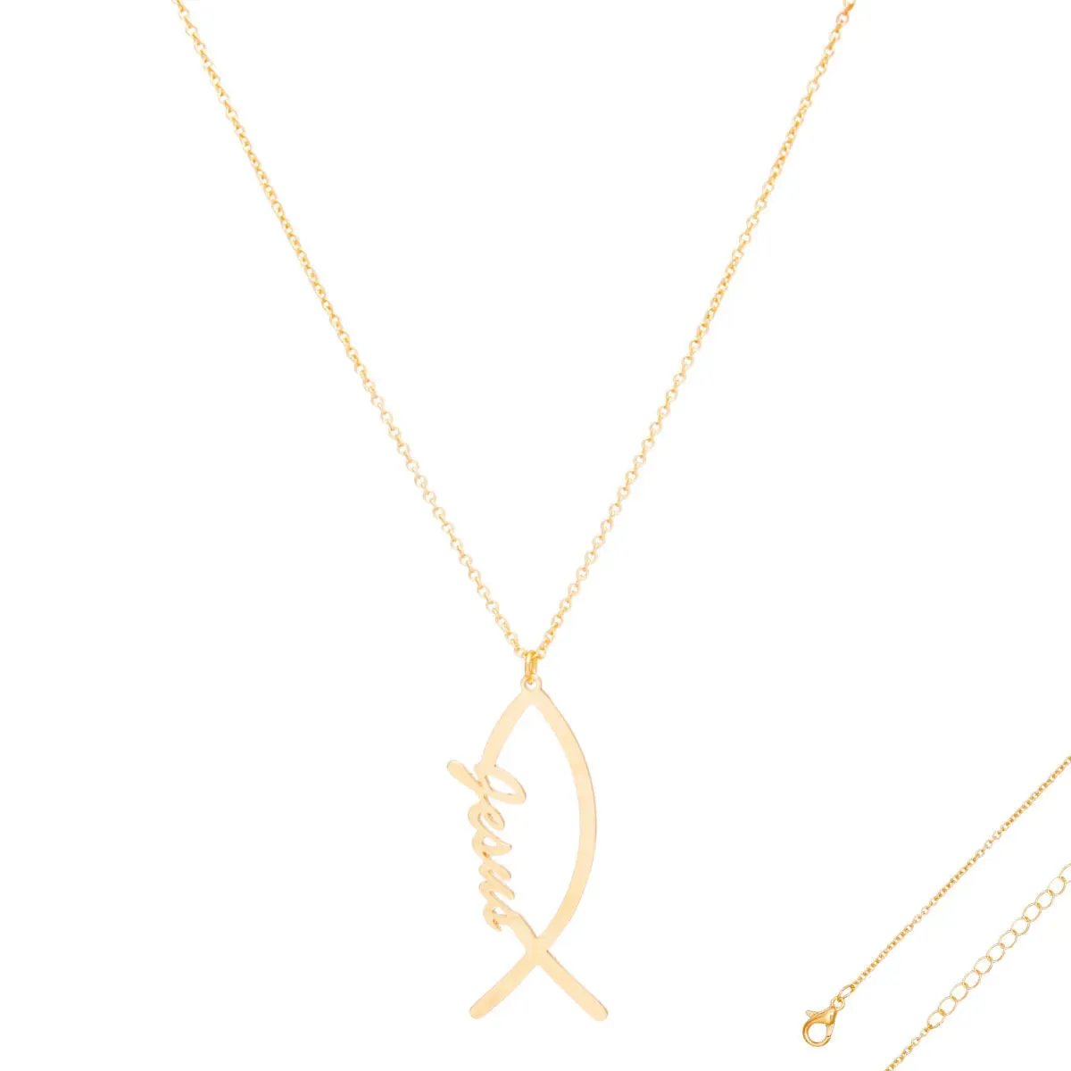 Ichthus Gold Pendant Chain Necklace - Express Your Faith