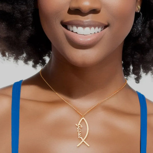 Ichthus Gold Pendant Chain Necklace - Express Your Faith Jewelry Bubble