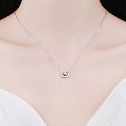 Introducing the Sterling Silver Square Cylinder Necklace - Sparkling Moissanite Jewelry Jewelry Bubble