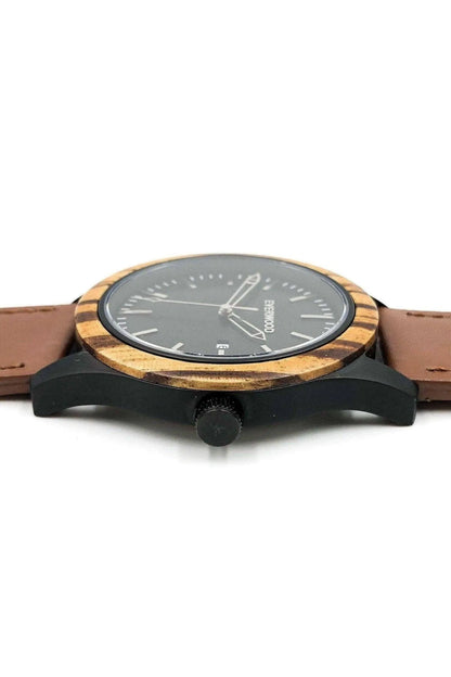 Inverness Zebrawood Brown Leather Men's Watch Jewelry Bubble