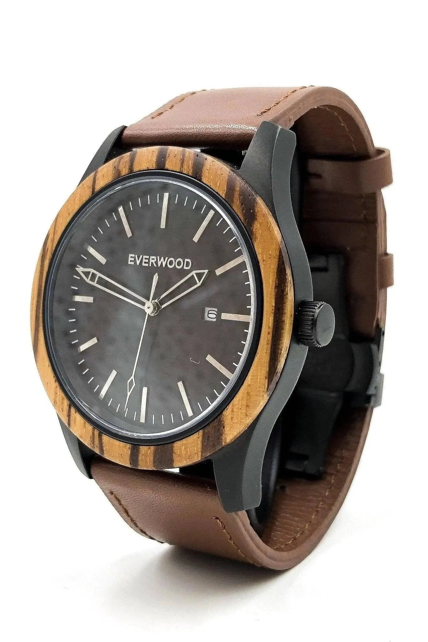 Inverness Zebrawood Brown Leather Men's Watch