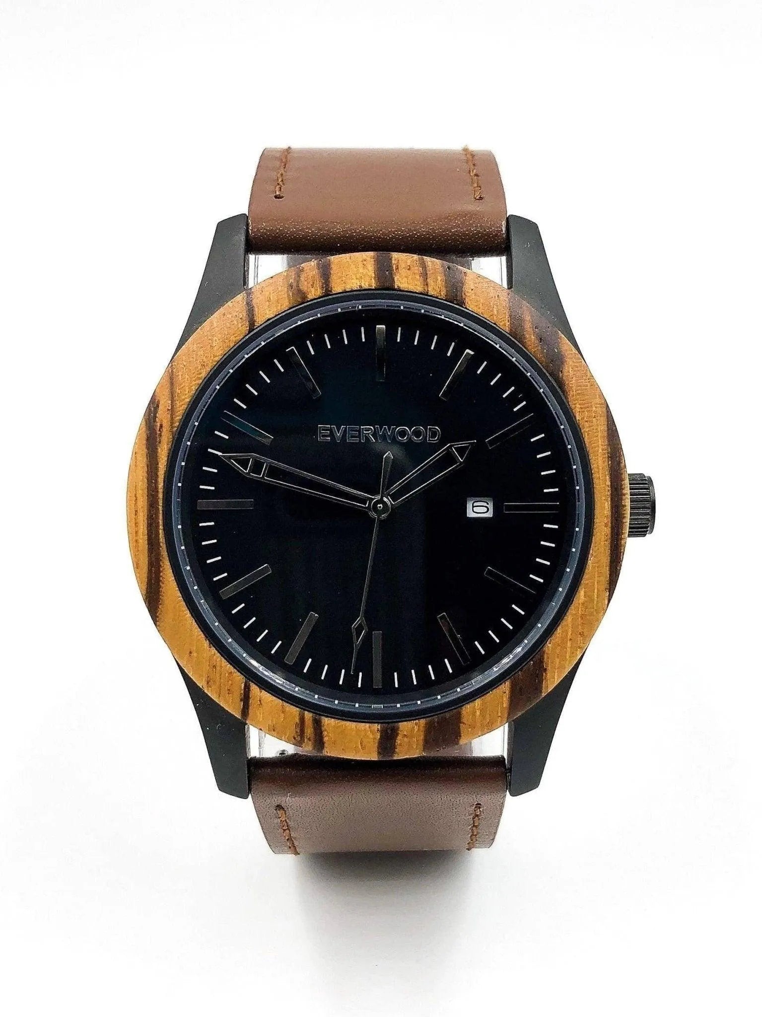 Inverness Zebrawood Brown Leather Men's Watch Jewelry Bubble