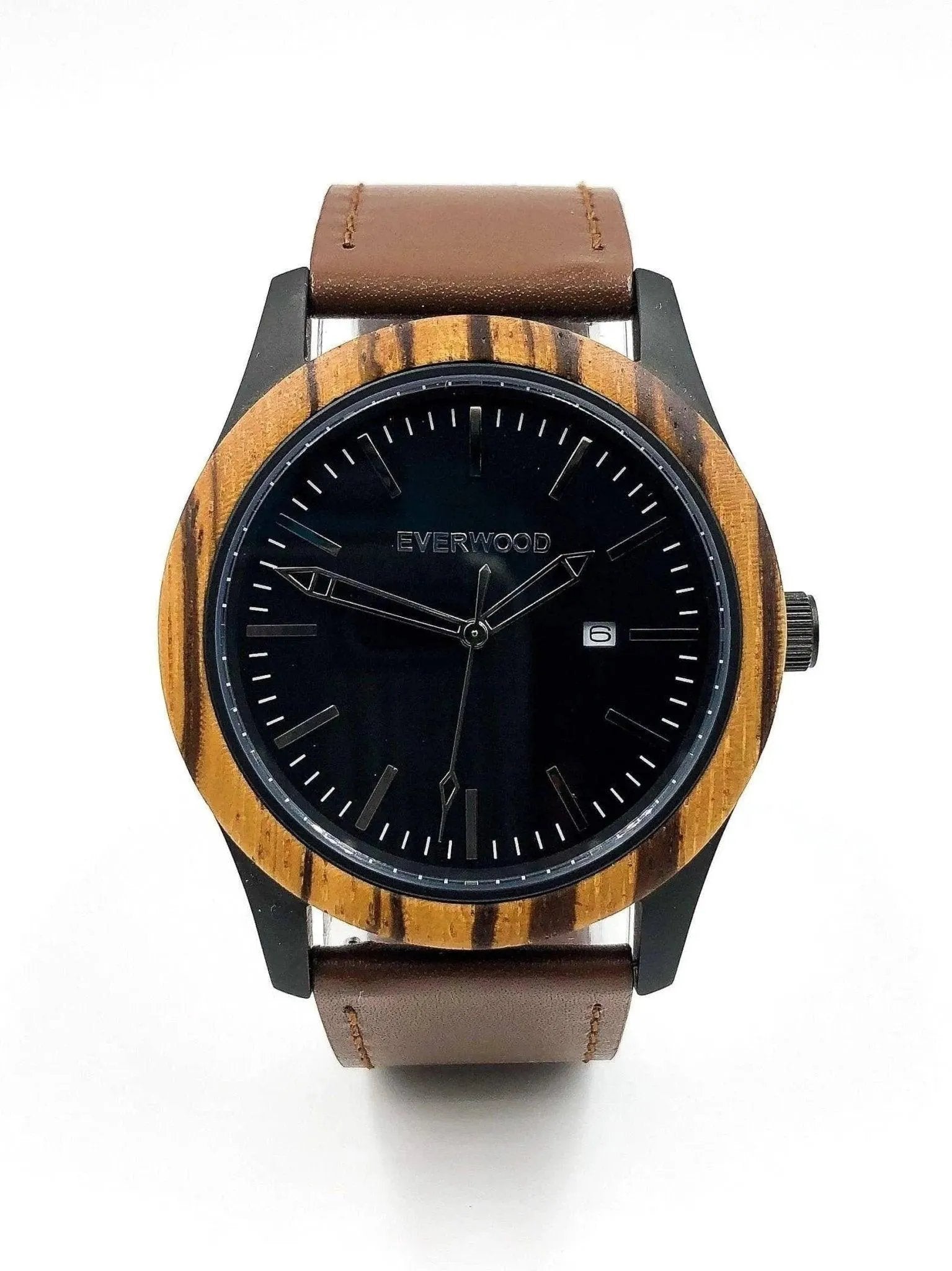 Inverness Zebrawood Brown Leather Men's Watch