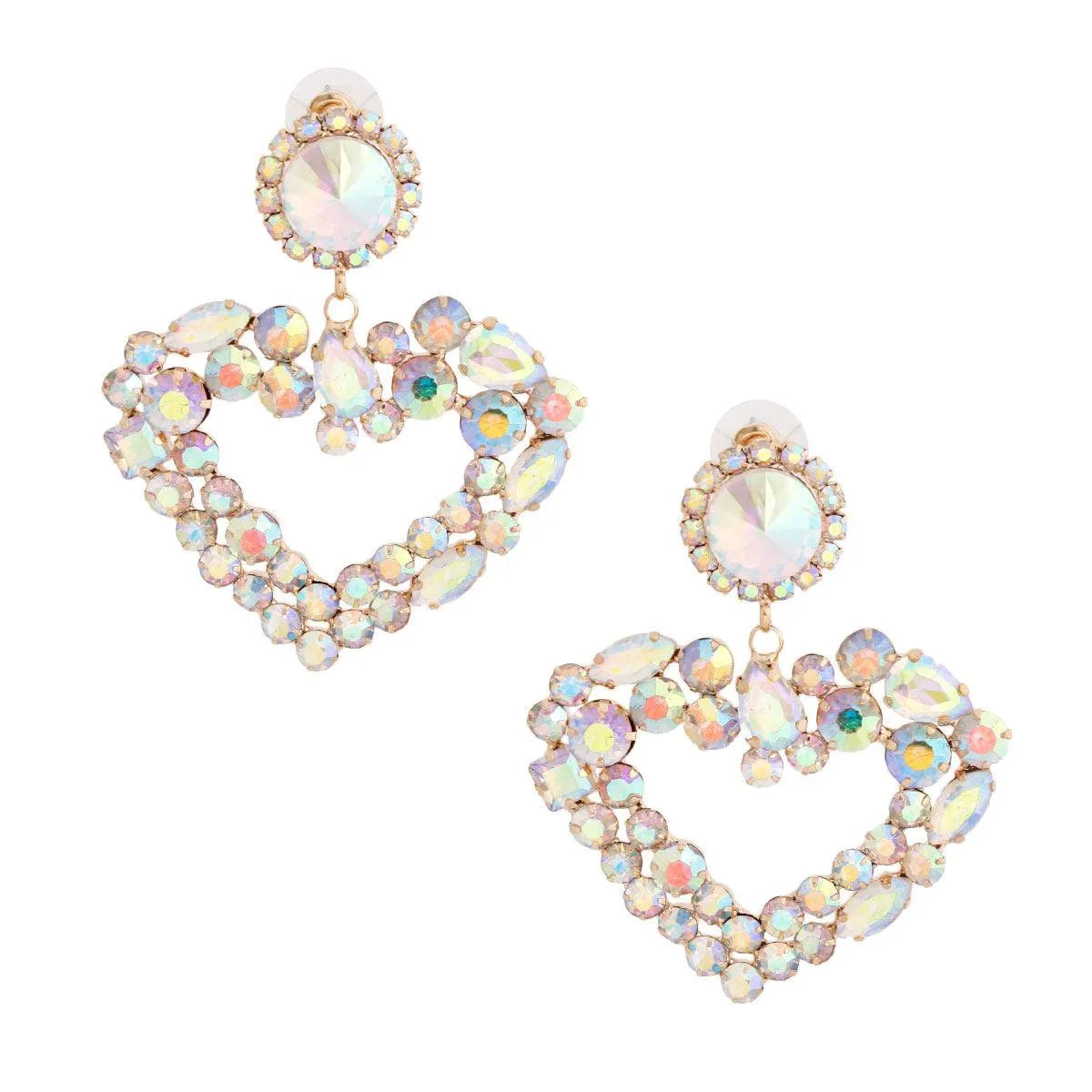 Iridescent Heart Earrings Gold Plated Pinktown