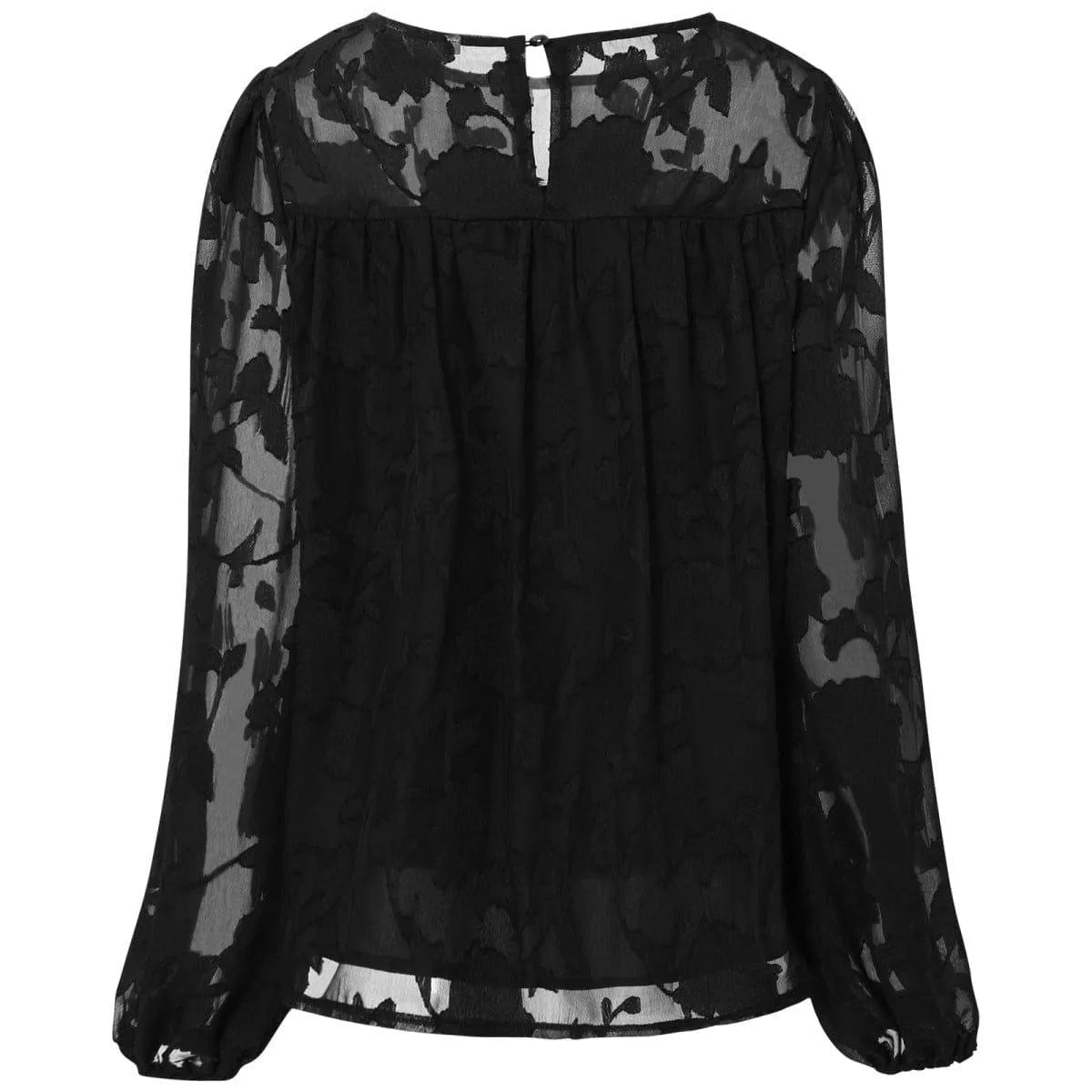 Jacquard Long Sleeve Chiffon Blouse Jewelry Bubble