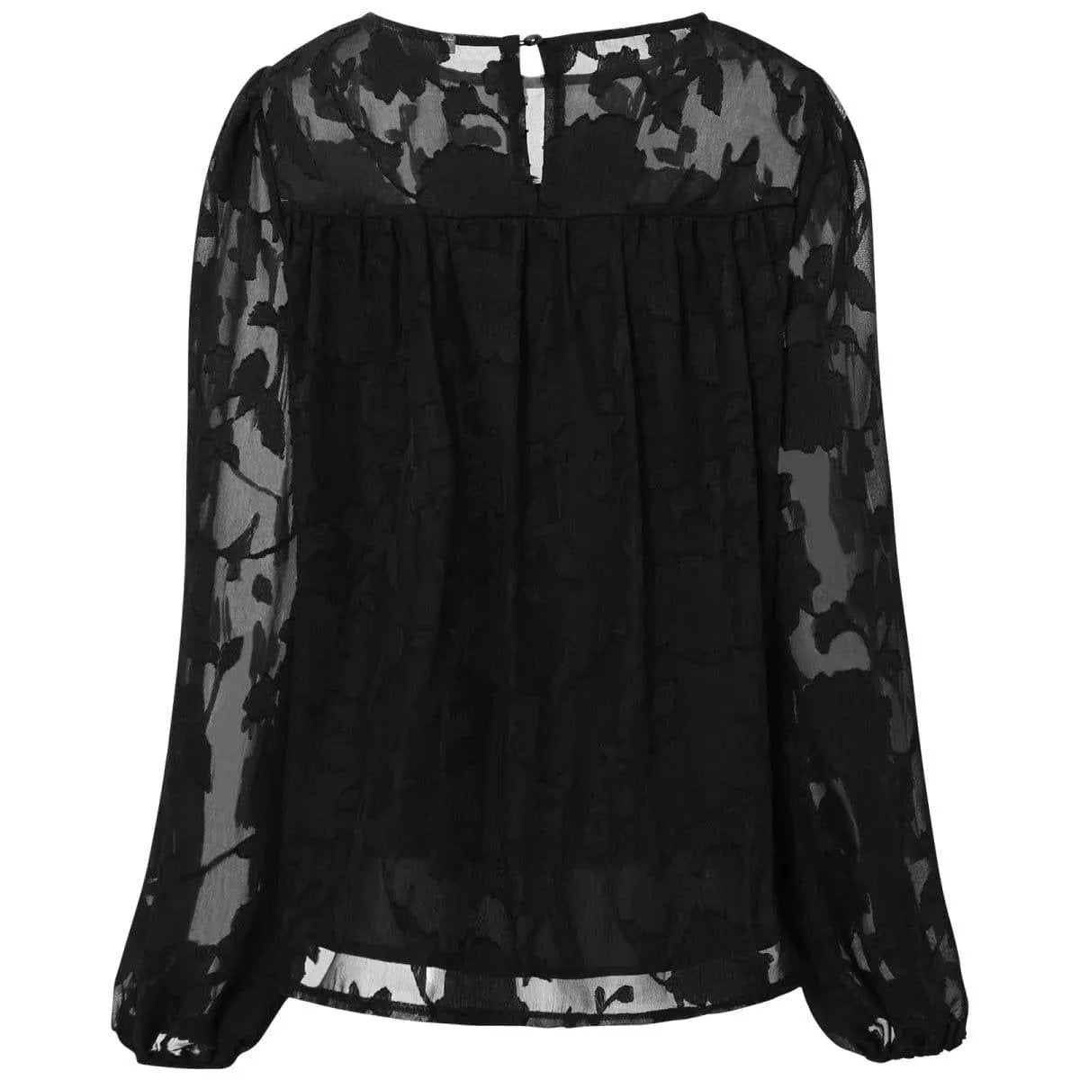 Jacquard Long Sleeve Chiffon Blouse