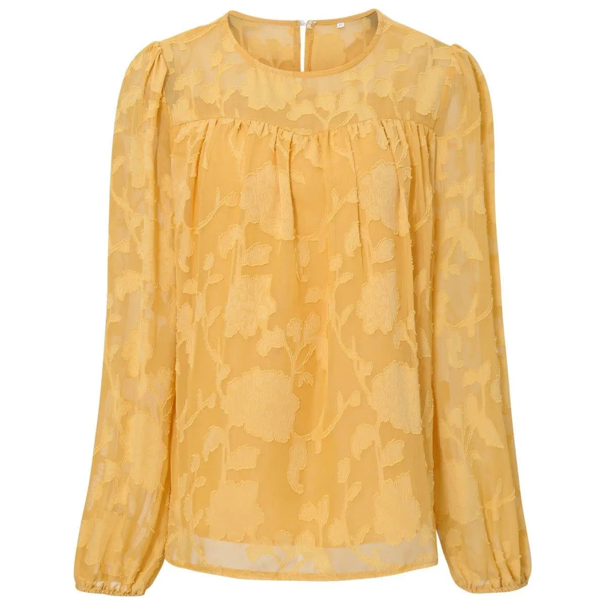 Jacquard Long Sleeve Chiffon Blouse Jewelry Bubble