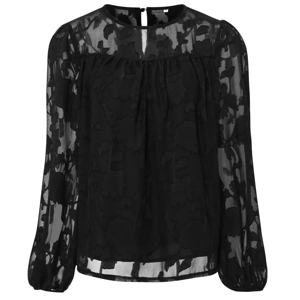 Jacquard Long Sleeve Chiffon Blouse Jewelry Bubble