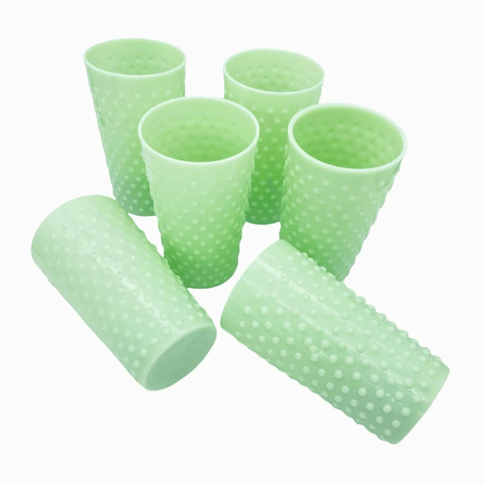 Jadeite Hobnail Green Milk Glass Tumbler Set