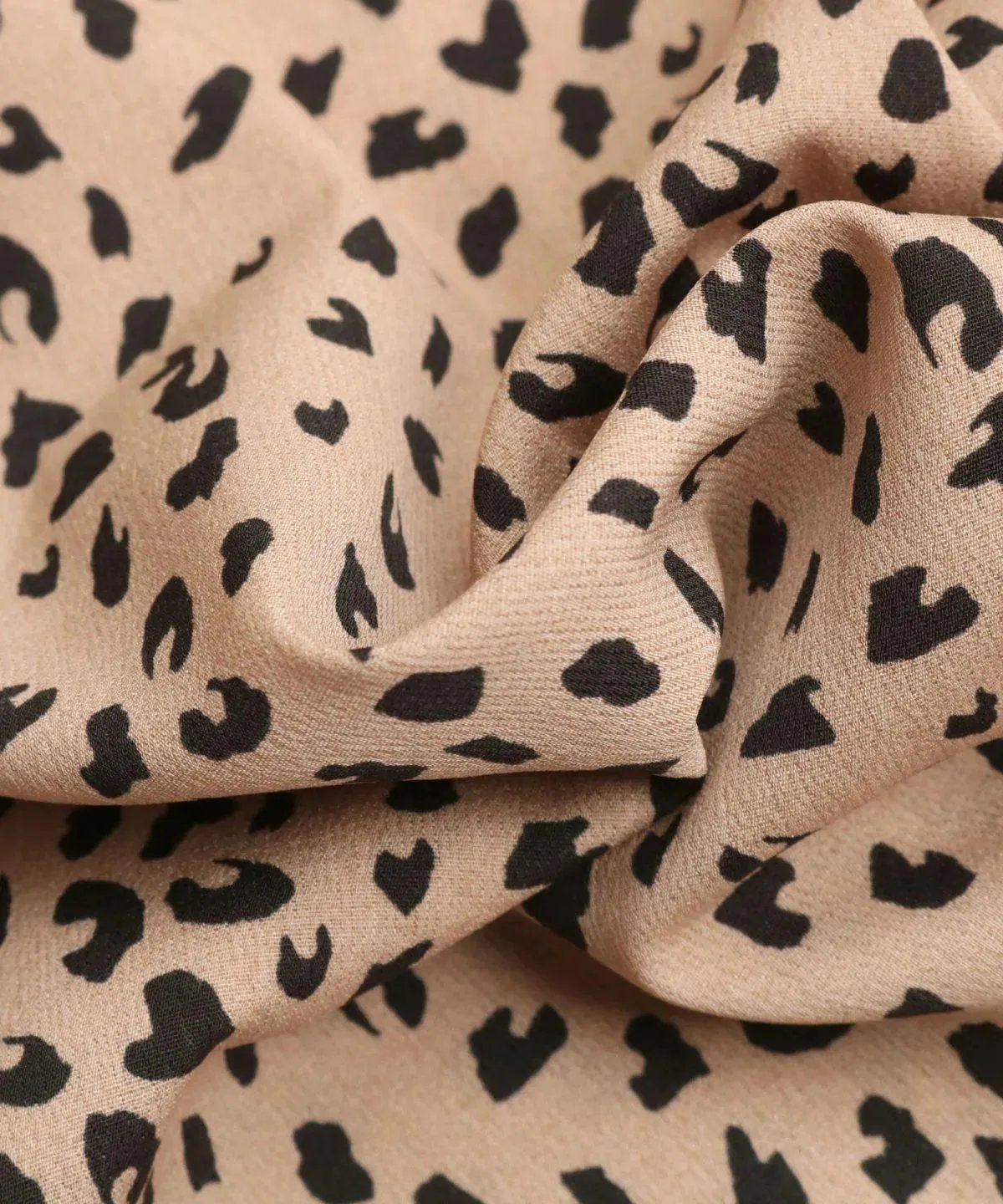 Khaki V-Neck Lantern Sleeve Leopard Blouse