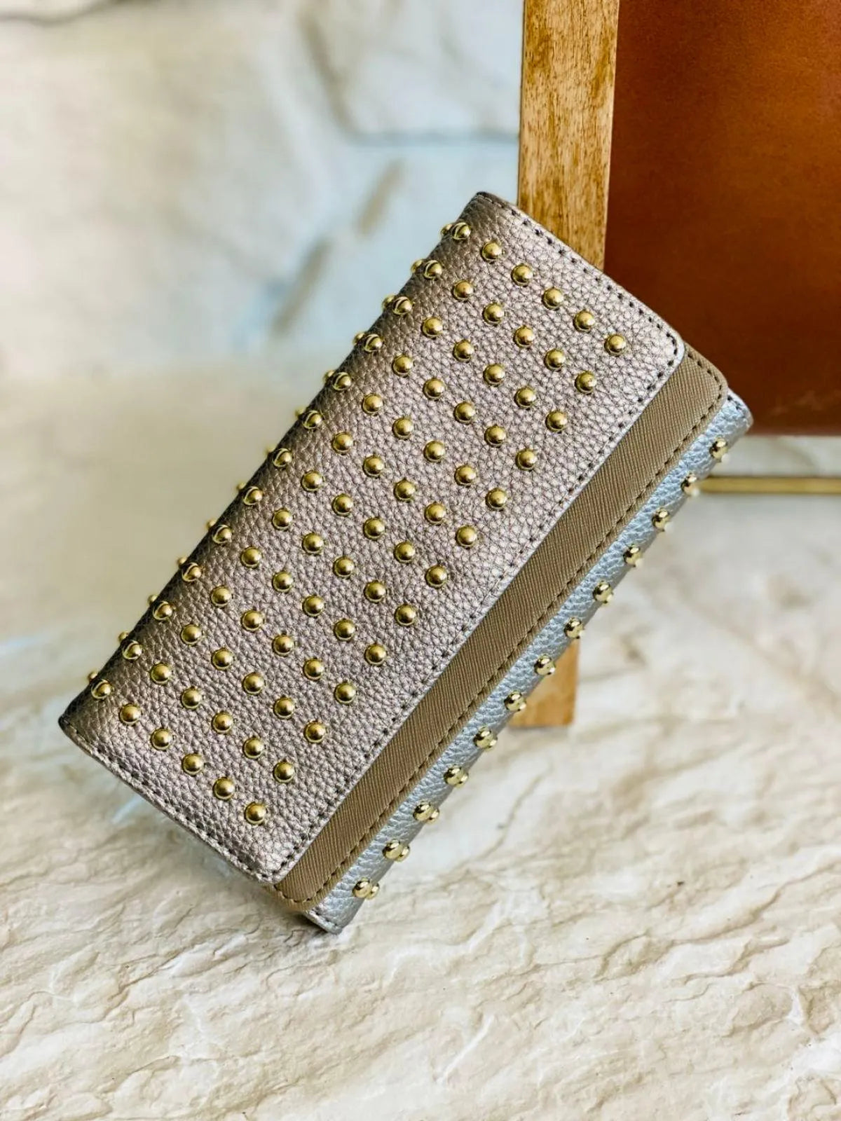 Kiss Me Jane Studded Faux Leather Wallet Jewelry Bubble