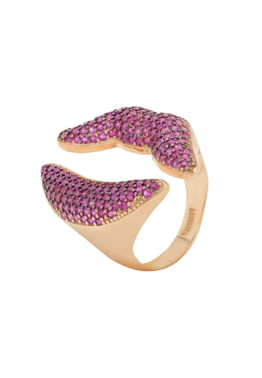 Kiss Me Lips Ring Rose Gold Plated Jewelry Bubble