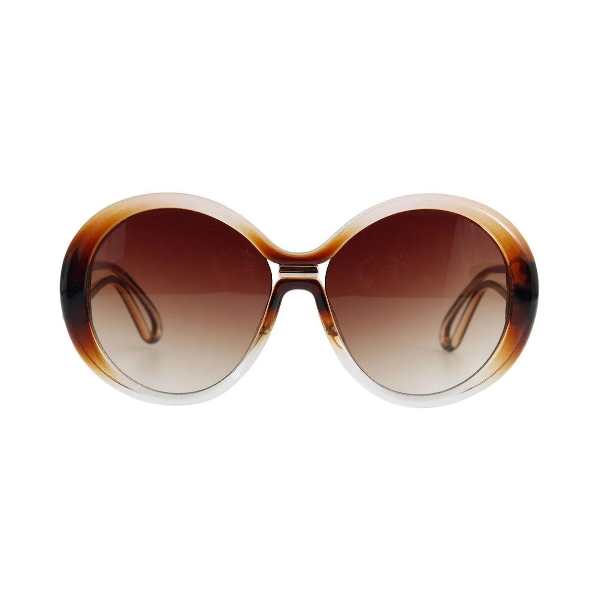 Ladies Sleek Gradient Round Sunglasses Timeless Feel in Brown Jewelry Bubble