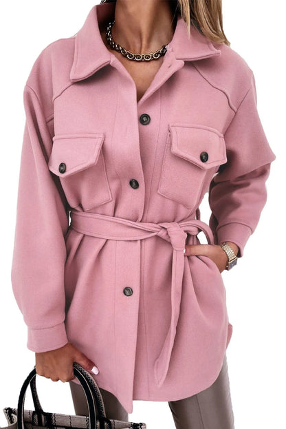 Lapel Button-Down Coat With Chest Pockets Jewelry Bubble