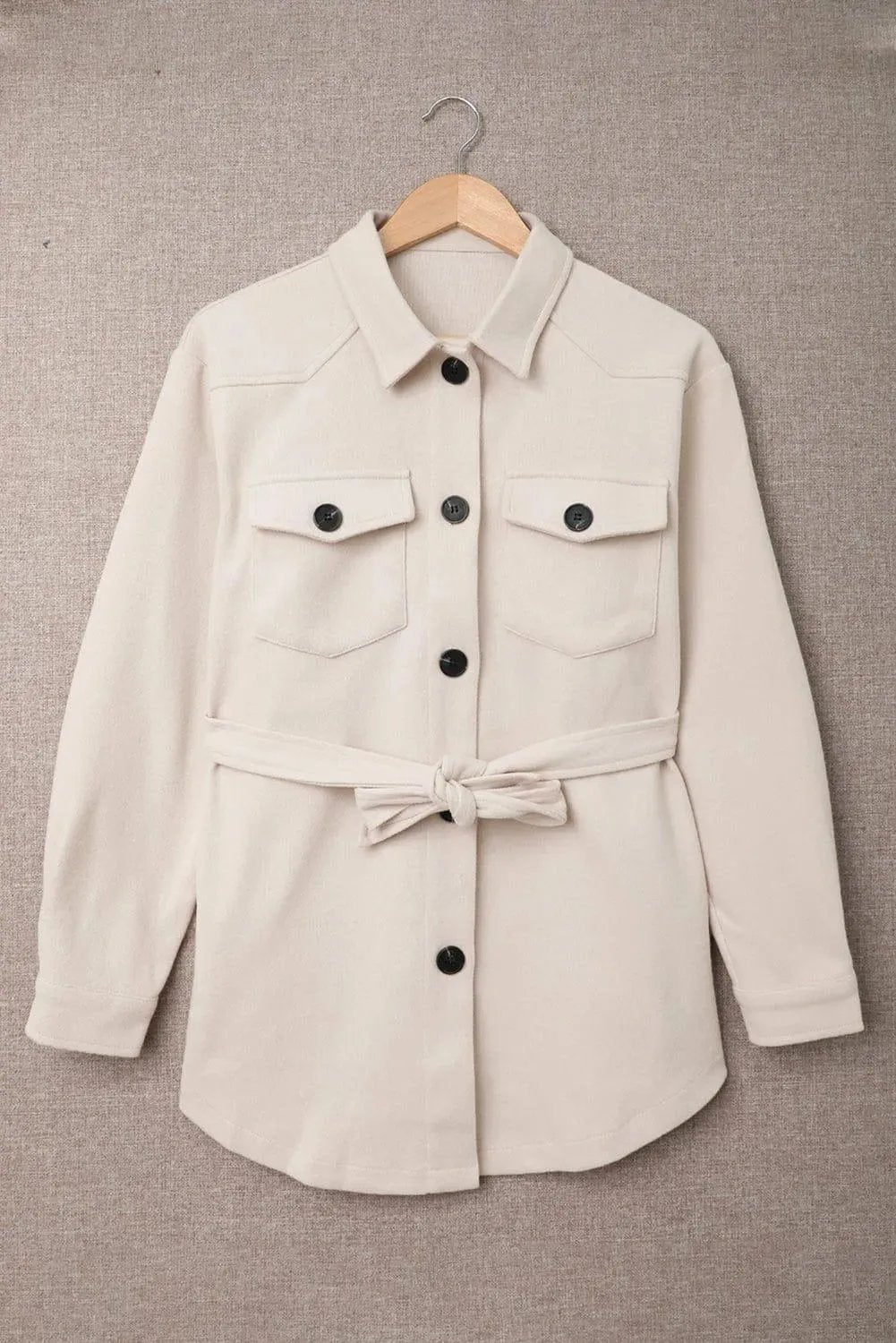 Lapel Button-Down Coat With Chest Pockets