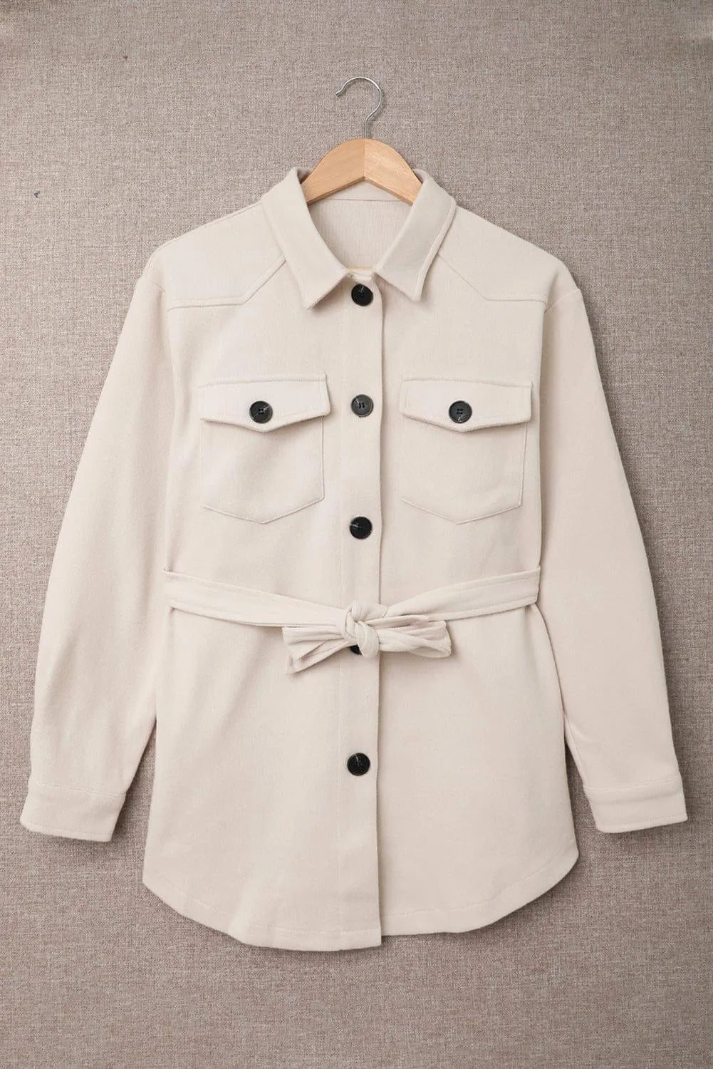 Lapel Button-Down Coat With Chest Pockets Jewelry Bubble