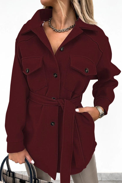 Lapel Button-Down Coat With Chest Pockets Jewelry Bubble