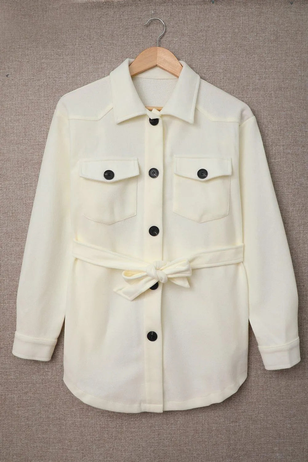 Lapel Button-Down Coat With Chest Pockets Jewelry Bubble