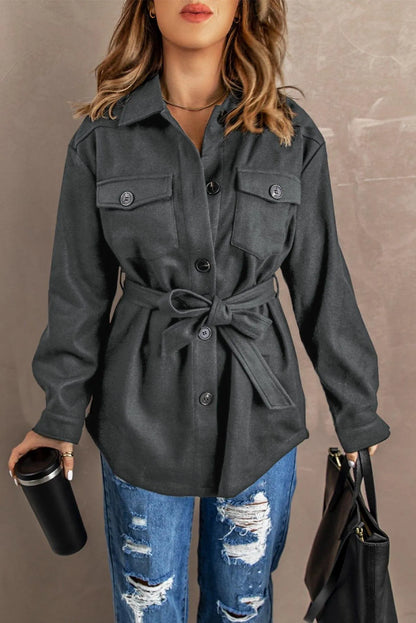 Lapel Button-Down Coat With Chest Pockets Jewelry Bubble