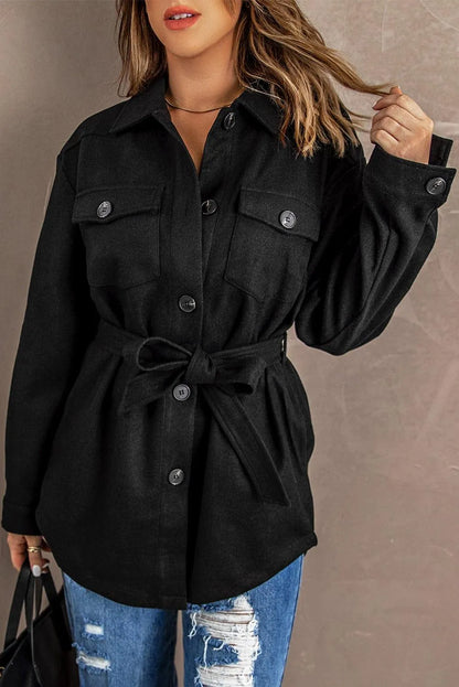 Lapel Button-Down Coat With Chest Pockets Jewelry Bubble