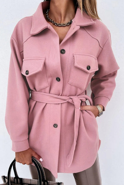 Lapel Button-Down Coat With Chest Pockets Jewelry Bubble