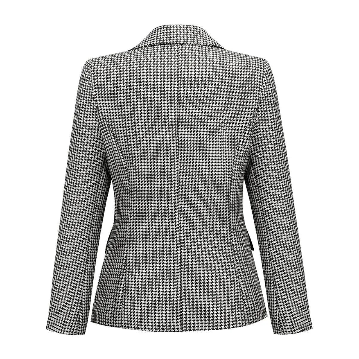 Lapel Houndstooth Blazer Jewelry Bubble