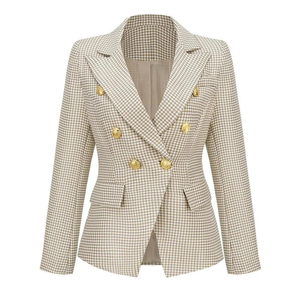 Lapel Houndstooth Blazer